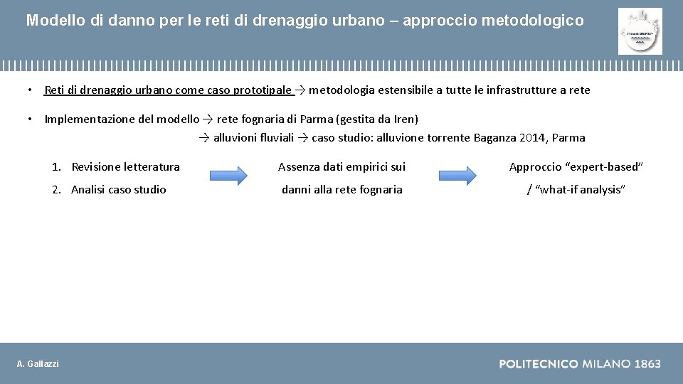 Modello di danno per le reti di drenaggio urbano – approccio metodologico • Reti