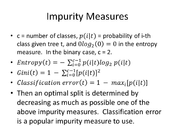 Impurity Measures • 