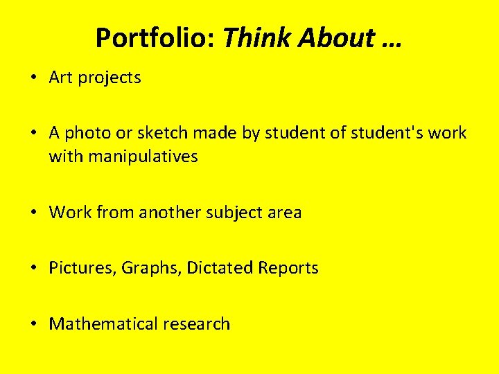 Portfolio: Think About … • Art projects • A photo or sketch made by