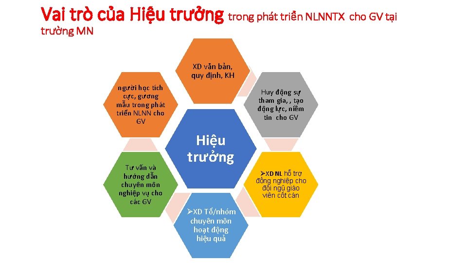 Vai trò của Hiệu trưởng trong phát triển NLNNTX cho GV tại trường MN Vai trò của Hiệu trưởng trong phát triển NLNNTX cho GV tại trường MN