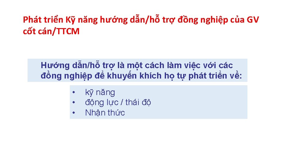 Phát triển Kỹ năng hướng dẫn/hỗ trợ đồng nghiệp của GV Coaching Skills cốt