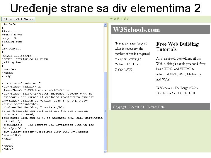 Uređenje strane sa div elementima 2 