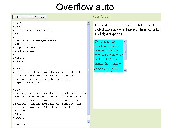 Overflow auto 