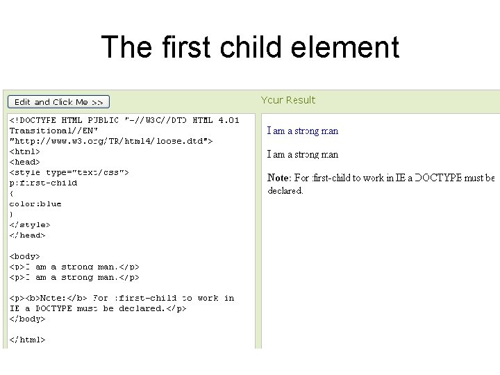 The first child element 