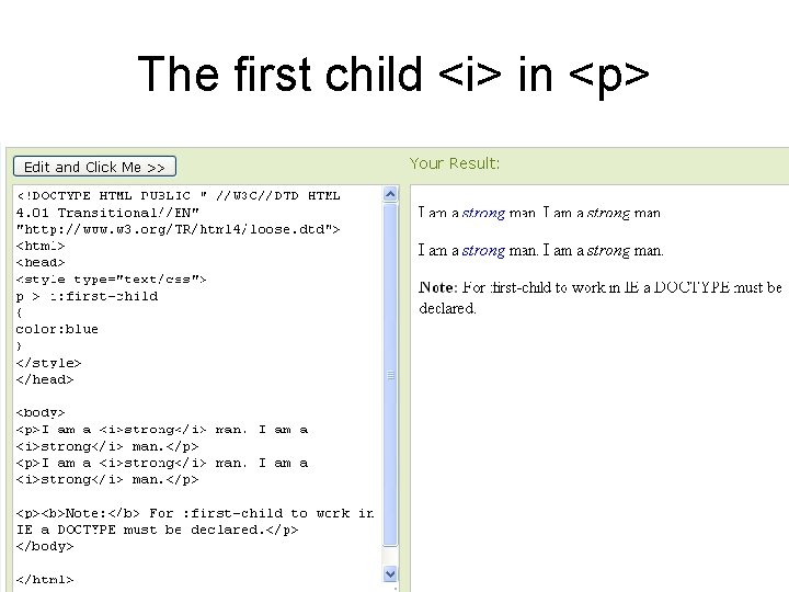 The first child <i> in <p> 