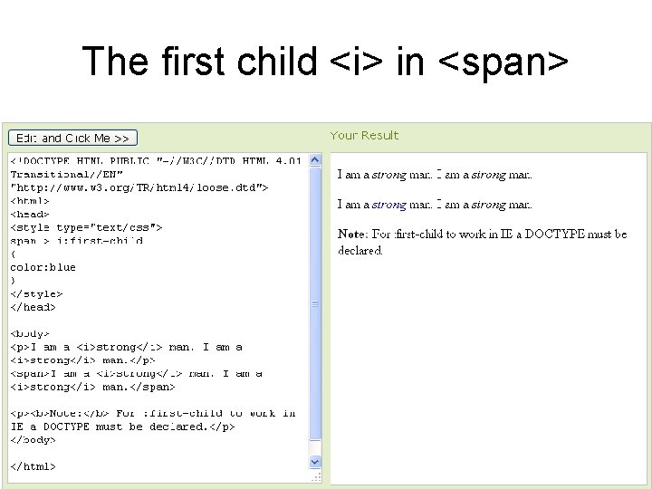 The first child <i> in <span> 