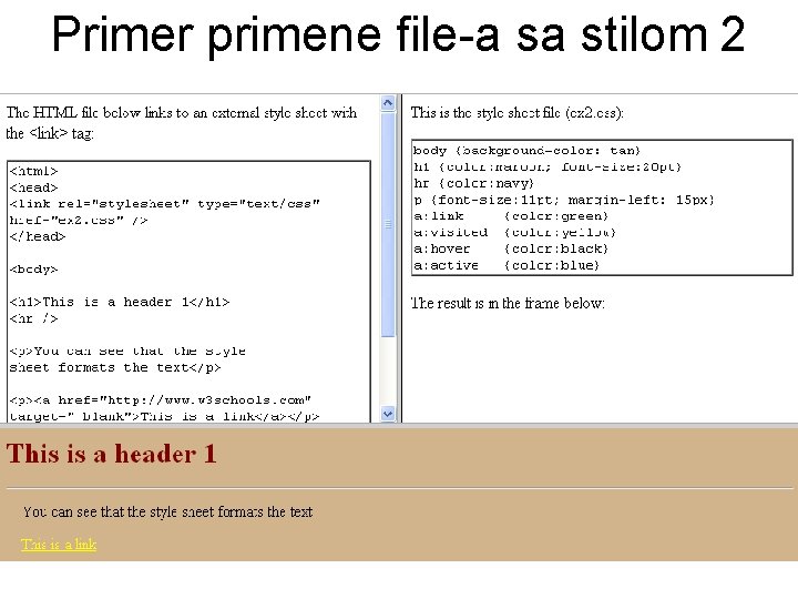 Primer primene file-a sa stilom 2 