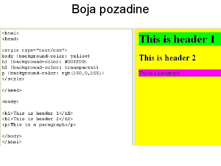 Boja pozadine 