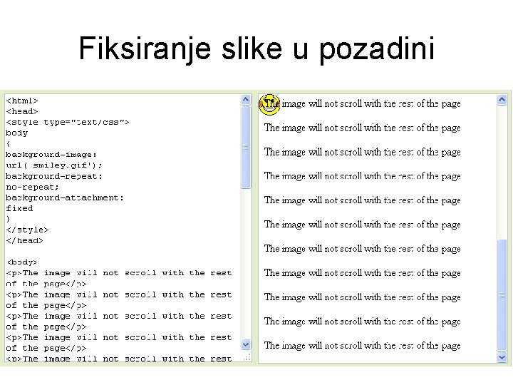 Fiksiranje slike u pozadini 