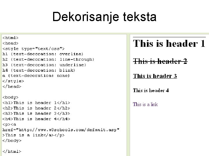 Dekorisanje teksta 