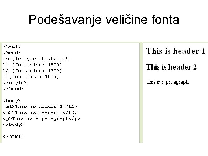 Podešavanje veličine fonta 