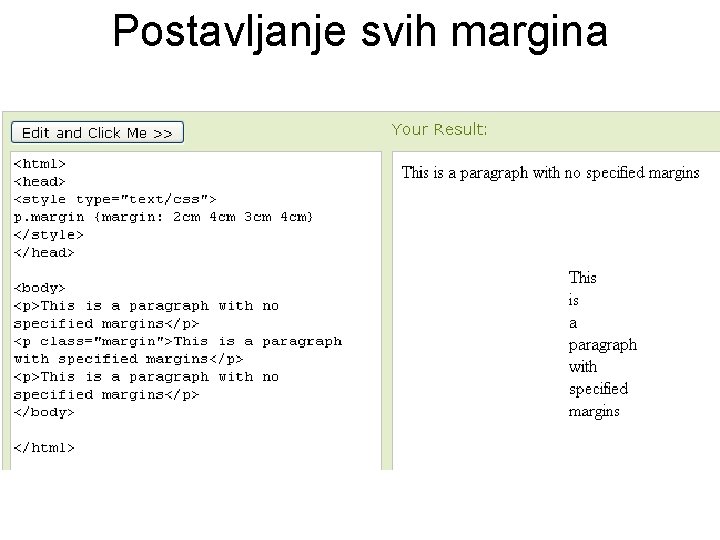 Postavljanje svih margina 