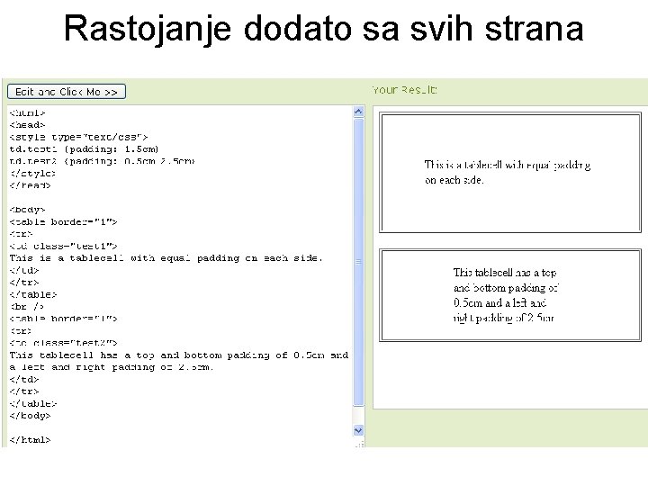 Rastojanje dodato sa svih strana 