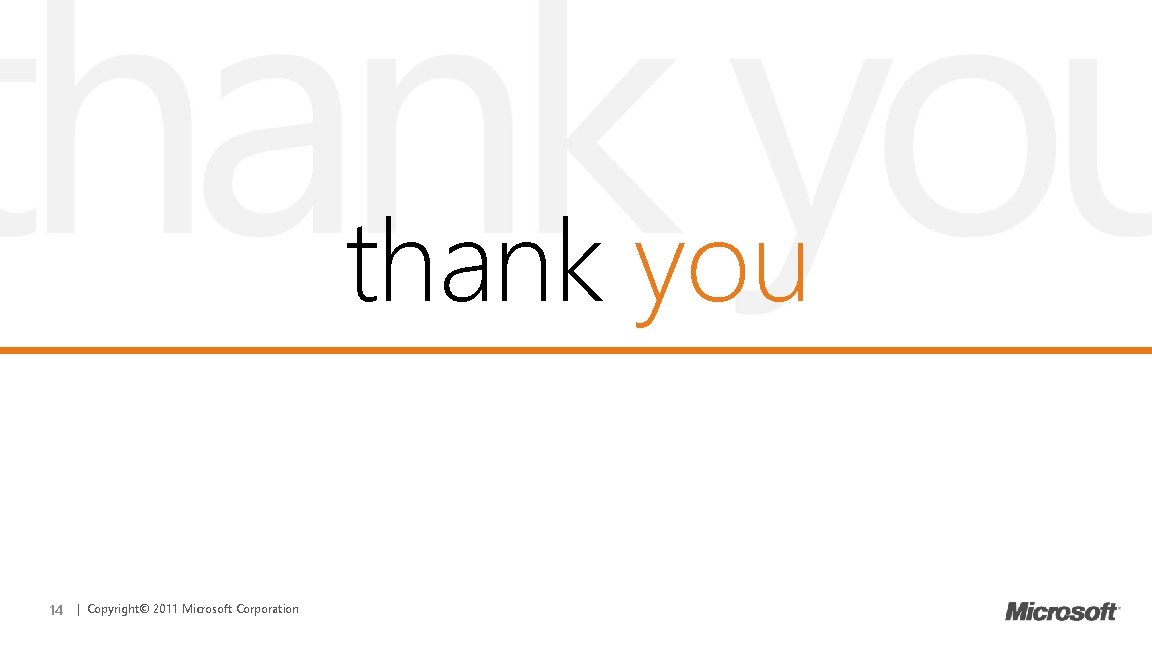 thank you 14 | Copyright© 2011 Microsoft Corporation 