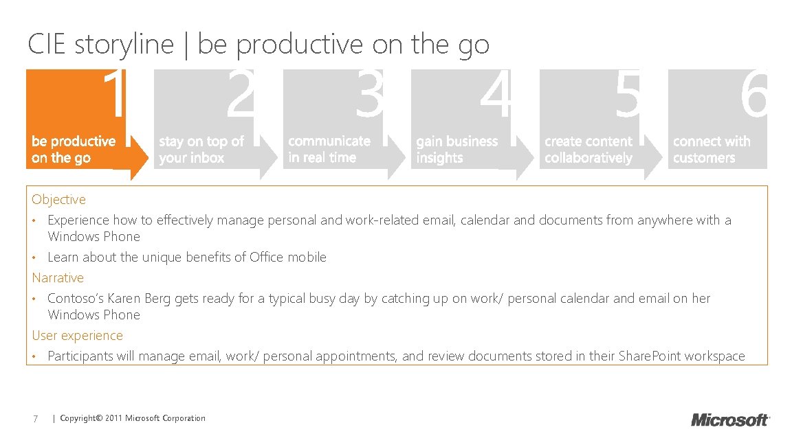 CIE storyline | be productive on the go 1 2 3 4 5 6