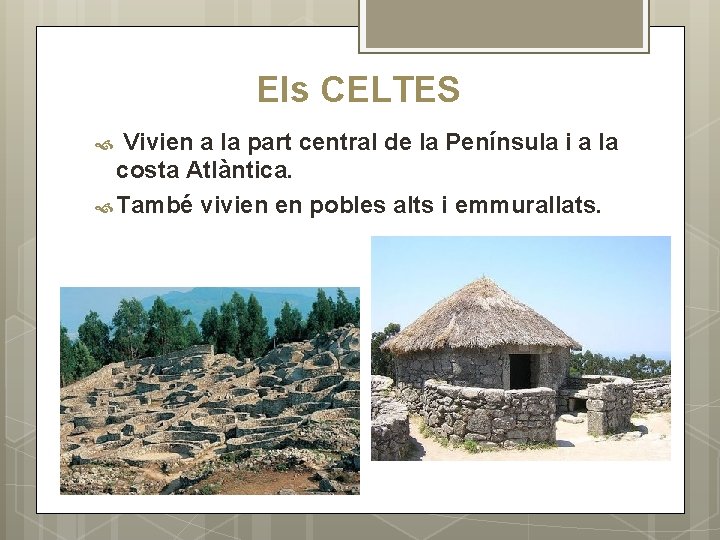 Els CELTES Vivien a la part central de la Península i a la costa
