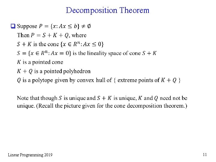 Decomposition Theorem q Linear Programming 2019 11 