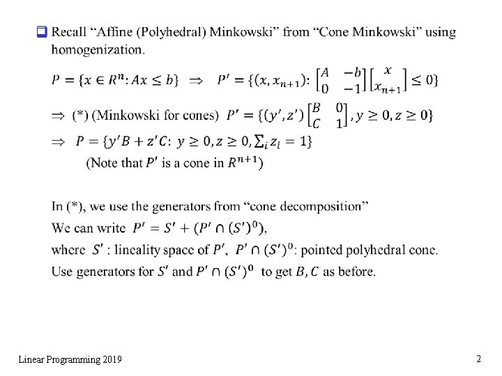 q Linear Programming 2019 2 