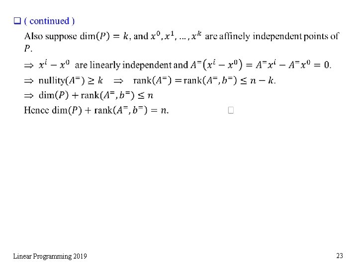 q Linear Programming 2019 23 