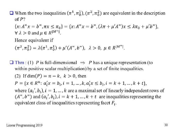 q Linear Programming 2019 30 