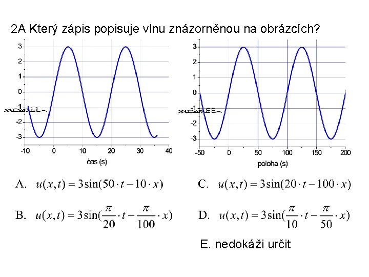 2 A Který zápis popisuje vlnu znázorněnou na obrázcích? E. nedokáži určit 