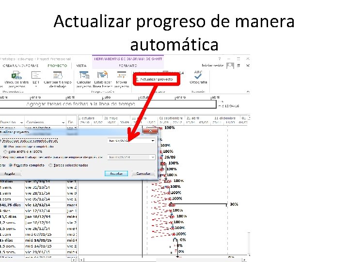 Actualizar progreso de manera automática 