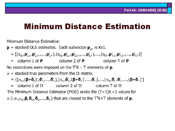 Part 4 A: GMM-MDE[ 28/26] Minimum Distance Estimation 