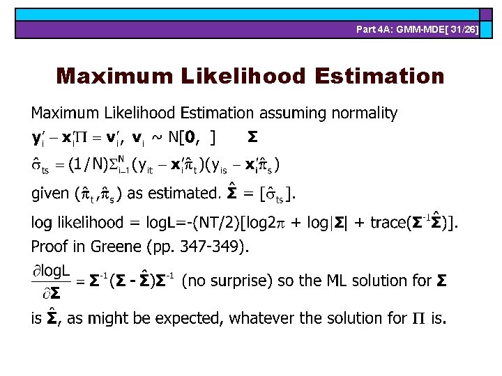 Part 4 A: GMM-MDE[ 31/26] Maximum Likelihood Estimation 