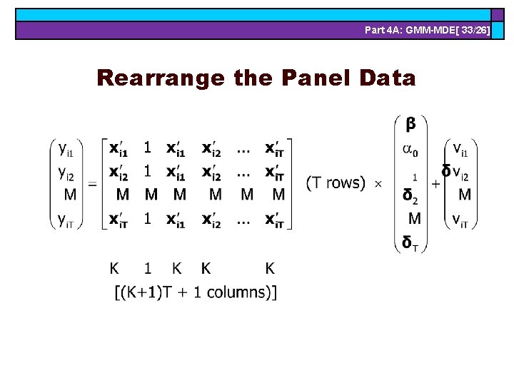 Part 4 A: GMM-MDE[ 33/26] Rearrange the Panel Data 