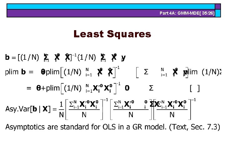 Part 4 A: GMM-MDE[ 35/26] Least Squares 