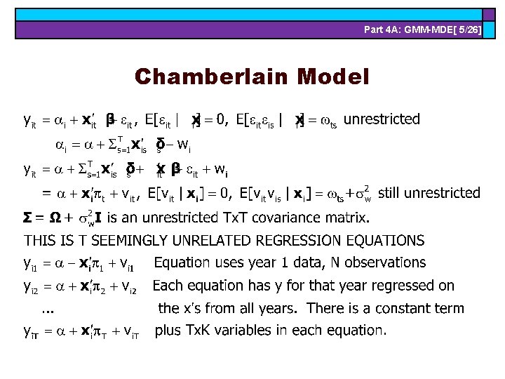 Part 4 A: GMM-MDE[ 5/26] Chamberlain Model 