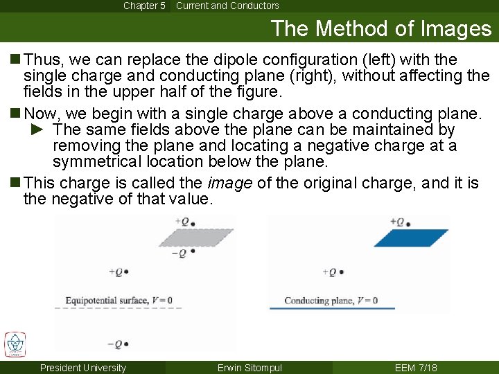 Chapter 5 Current and Conductors The Method of Images n Thus, we can replace