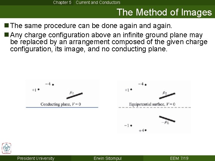 Chapter 5 Current and Conductors The Method of Images n The same procedure can