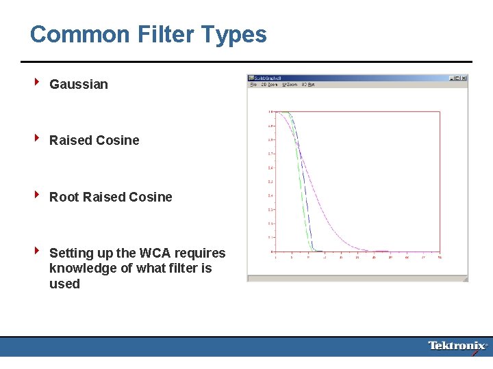 Common Filter Types 4 Gaussian 4 Raised Cosine 4 Root Raised Cosine 4 Setting