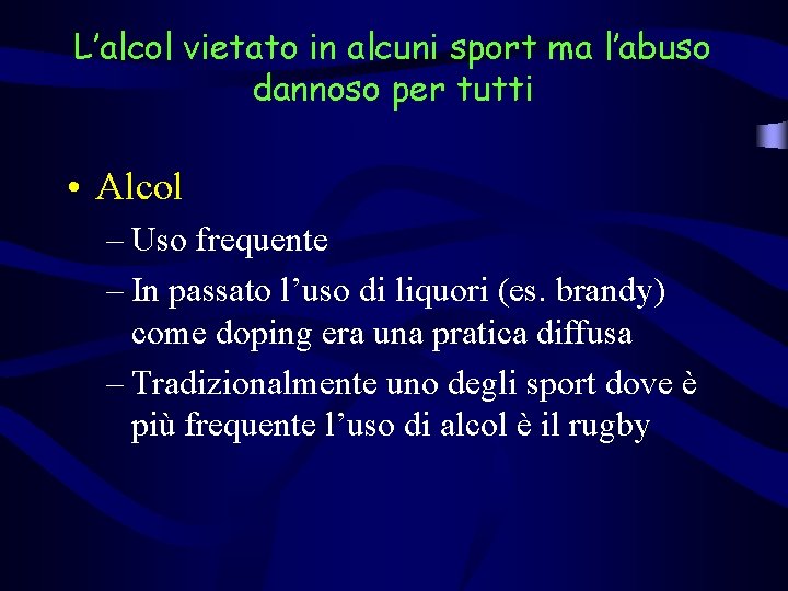 L’alcol vietato in alcuni sport ma l’abuso dannoso per tutti • Alcol – Uso