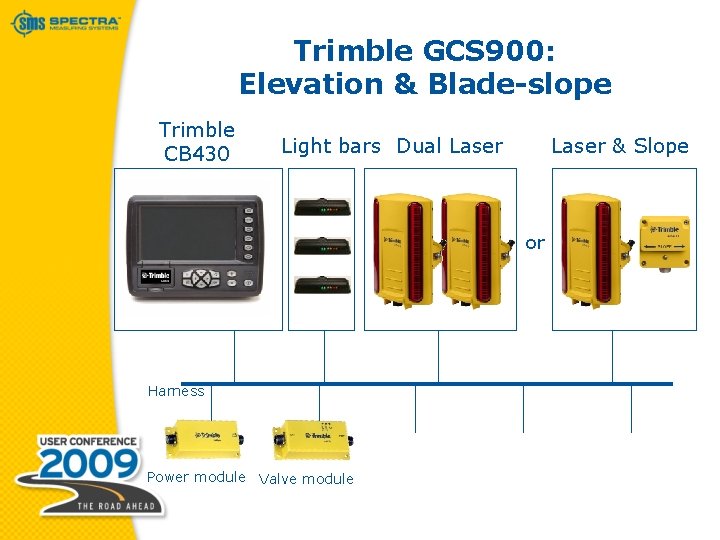 Trimble GCS 900: Elevation & Blade-slope Trimble CB 430 Light bars Dual Laser &