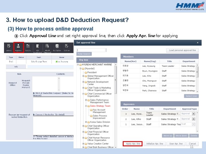 3. How to upload D&D Deduction Request? (3) How to process online approval ④