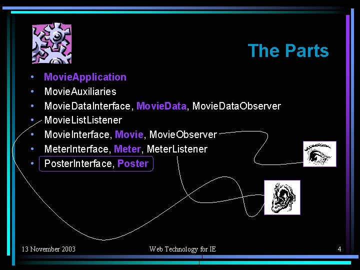The Parts • • Movie. Application Movie. Auxiliaries Movie. Data. Interface, Movie. Data. Observer