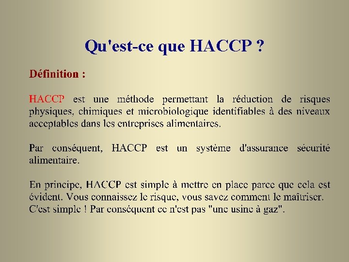 Qu'est-ce que HACCP ? 