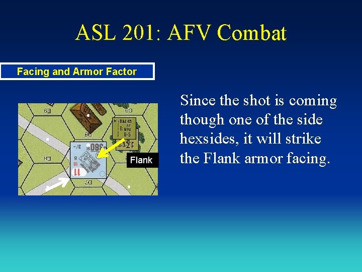 ASL 201: AFV Combat Facing and Armor Factor Flank Since the shot is coming