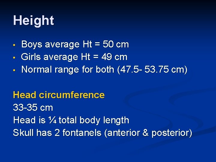 Height • • • Boys average Ht = 50 cm Girls average Ht =