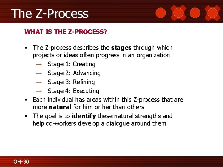 The Z-Process WHAT IS THE Z-PROCESS? § The Z-process describes the stages through which