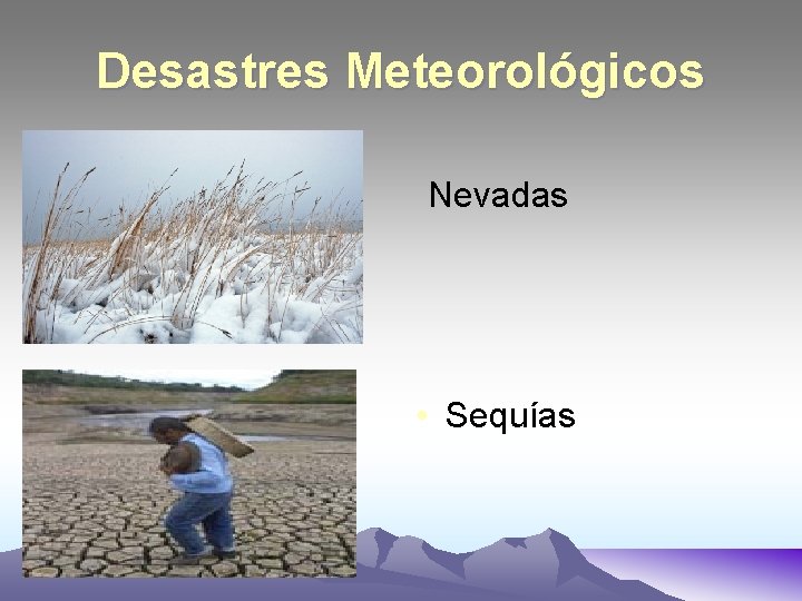 Desastres Meteorológicos Nevadas • Sequías 