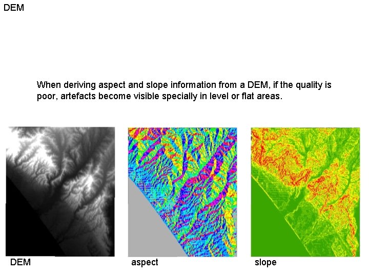 DEM When deriving aspect and slope information from a DEM, if the quality is DEM When deriving aspect and slope information from a DEM, if the quality is