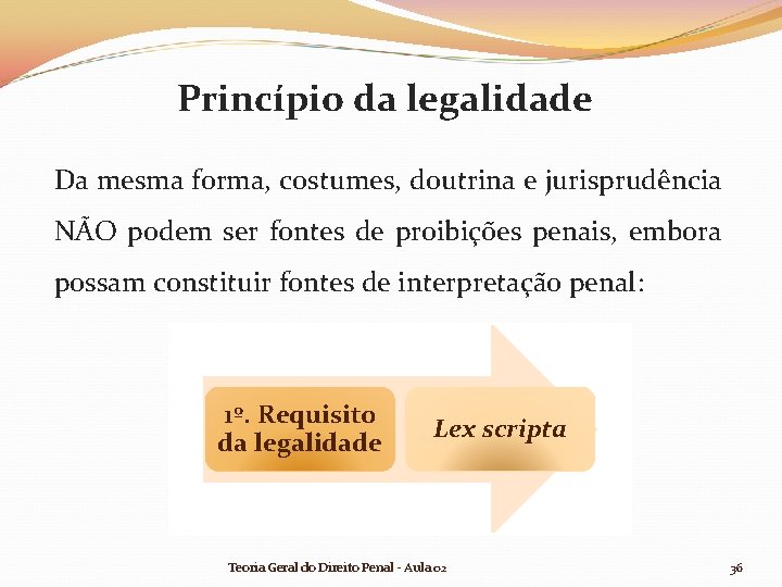 Princípio da legalidade Da mesma forma, costumes, doutrina e jurisprudência NÃO podem ser fontes Princípio da legalidade Da mesma forma, costumes, doutrina e jurisprudência NÃO podem ser fontes