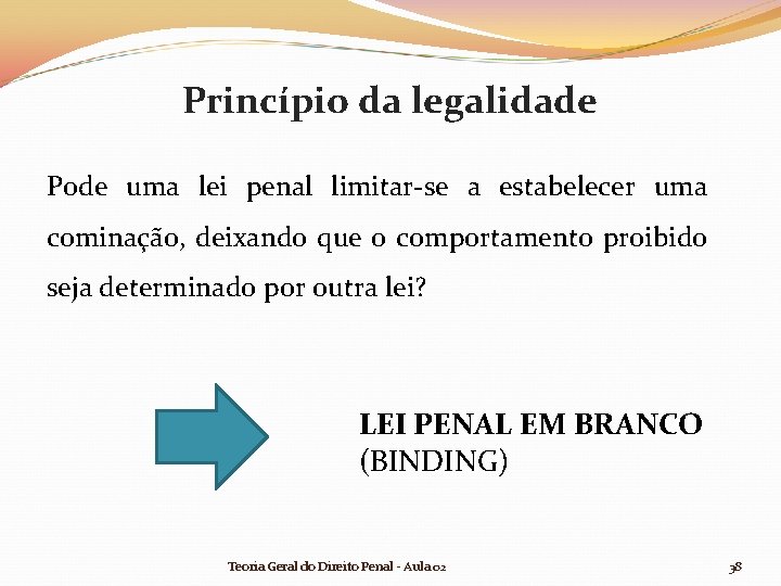 Princípio da legalidade Pode uma lei penal limitar-se a estabelecer uma cominação, deixando que Princípio da legalidade Pode uma lei penal limitar-se a estabelecer uma cominação, deixando que