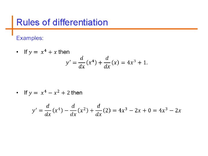 Rules of differentiation 