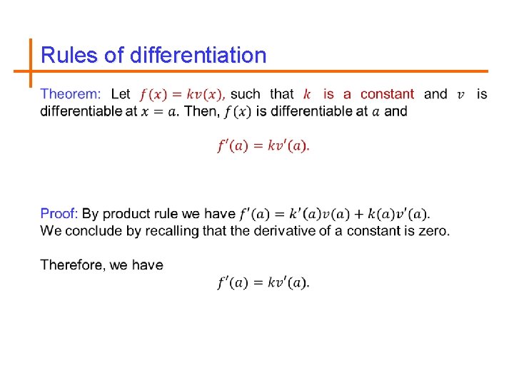 Rules of differentiation 