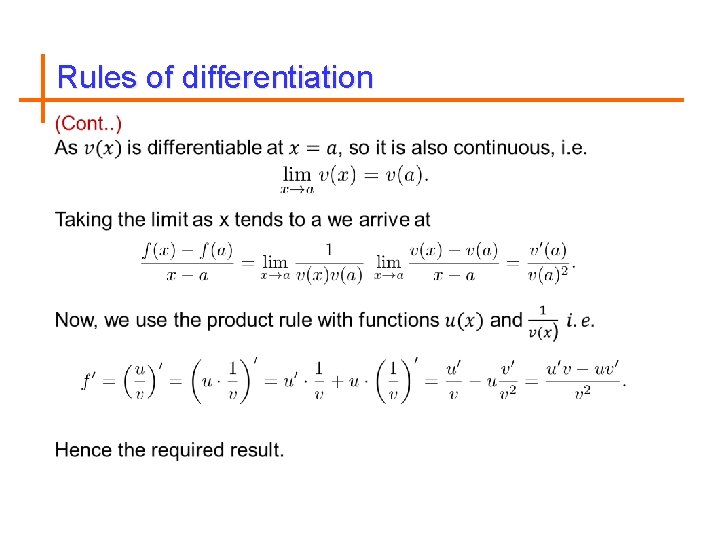 Rules of differentiation 