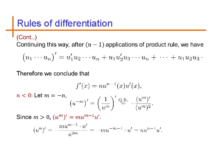 Rules of differentiation 